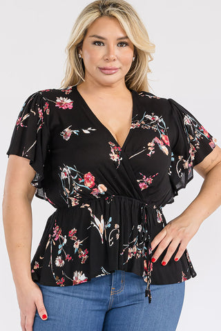 IT4063-PLUS | Tops | Plus Size Flared Peplum Top With Elastic Waist