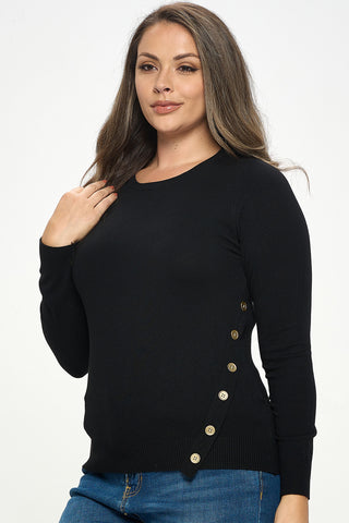 IT5754-PLUS | Sweaters | Junior Plus Ribbed Knit Long Sleeve Top