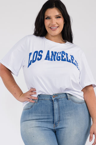 IT5928-PLUS | Tops | Junior Plus Los Angeles Print T-Shirt | Pre-Order