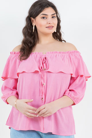 IT6145-PLUS | Tops | Junior Plus Quarter Sleeve Off Shoulder Top