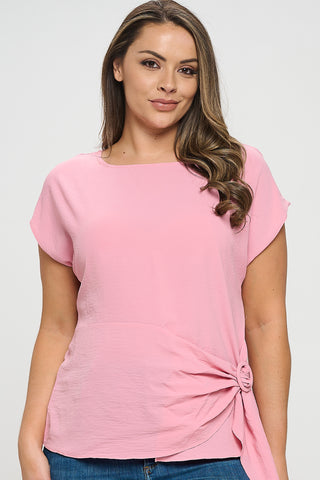 IT6183-PLUS | Tops | Junior Plus Cap Sleeve Tie Top