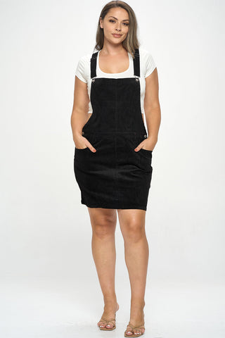 ITD4985-PLUS | Dresses | Junior Plus Corduroy Overall Dress