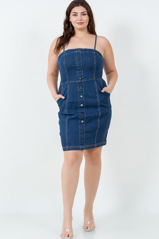 ITD6059-PLUS | Dresses | Junior Plus Denim Tank Dress