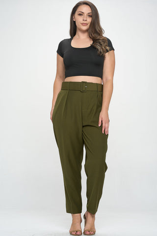 ITP5599-PLUS | Pants |  Junior Plus High Waisted Tapered Trouser Pants