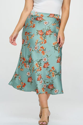 ITS5270-PLUS | Skirts | Junior Plus Floral A-Line Midi Skirt