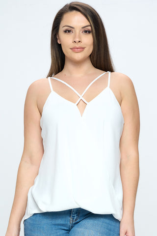 #IT4005-PLUS | Tops | Caged Top With Bubble Hem