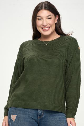 IT4317-PLUS | Sweaters | Junior Plus Button Shoulder Sweater