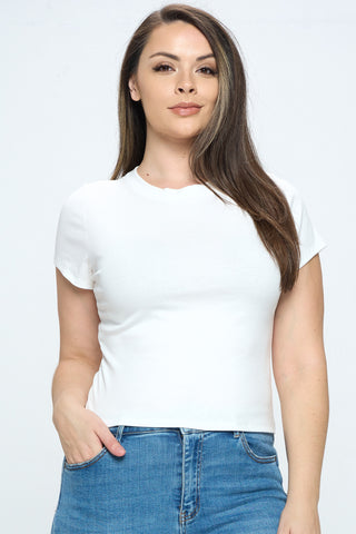 IT5095-PLUS | Tops | Junior Plus Crew Neck Solid Basic Top