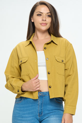 ITJ5331-PLUS | Jackets | Junior Plus Crop Style Basic Denim Jacket